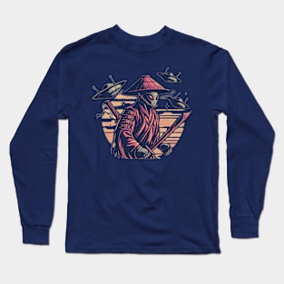 Retro Exterrestrial Japanese Samurai Warrior Long Sleeve T-Shirt